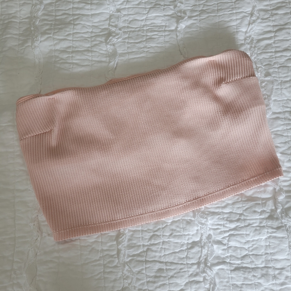 Hollister Swim Ribbed Tube Bikini Top XL Pale Pink EUC